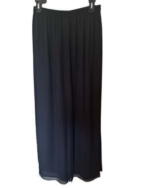 Adrianna Papell Evening Essentials Black Chiffon Wide-Leg Palazzo Pants